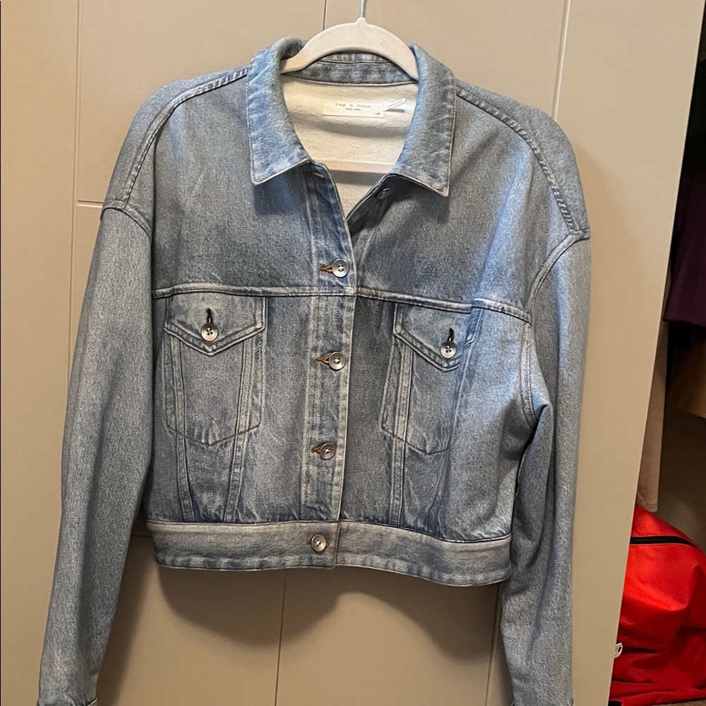 rag & bone Light Blue Faux Jean Jacket Miramar (sweats material)